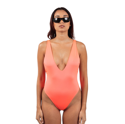 Coral & Orange V Bathing Suit