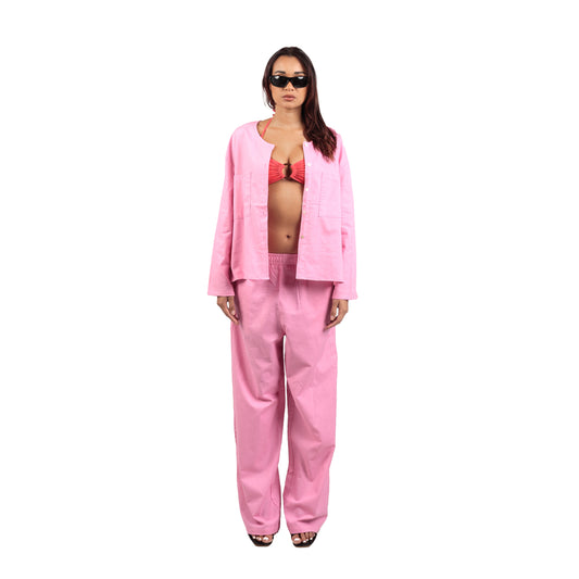 Pink LGHT Bahama Set Pin Tuck Blouse and Wide Pants